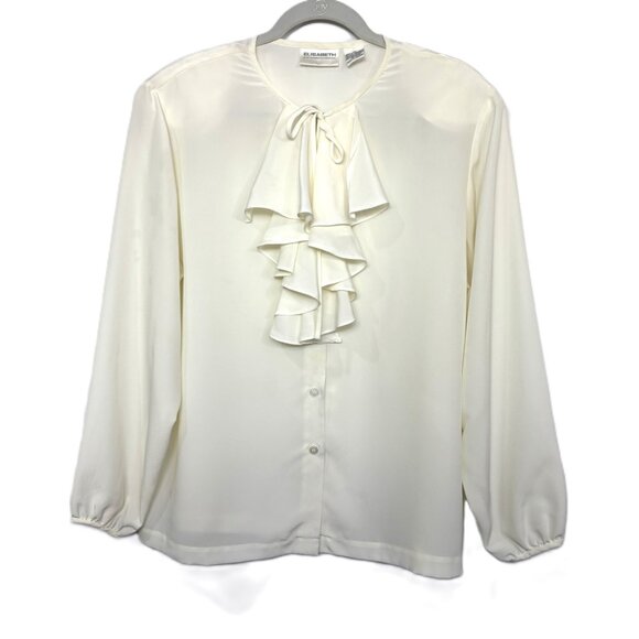 Vintage 90’s Elisabeth A Liz Claiborne Company Ruffled Blouse Size 14 - Picture 1 of 8